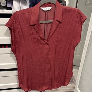 Nine West Women's Burgundy Button-Down Shirt